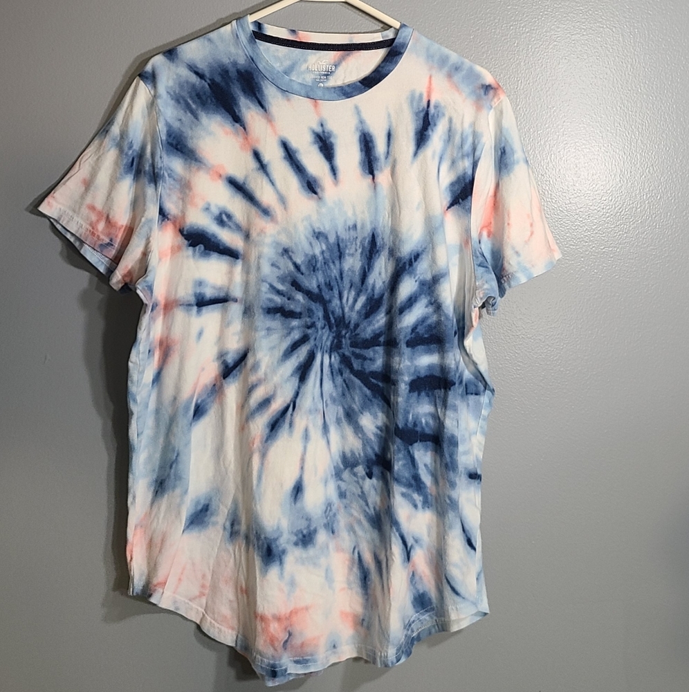 Tie Dye Tee in Blue Pink and White by Hollister